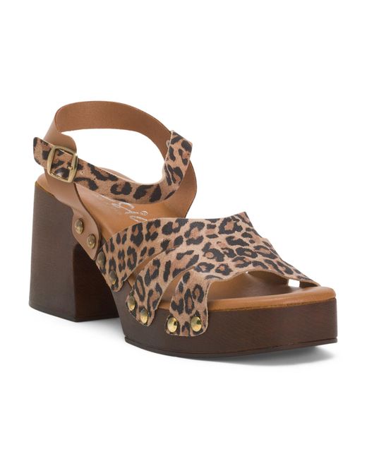 Tj Maxx Brown Leather Band Heel Sandals For Leather