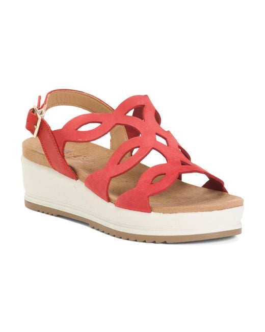 Tj Maxx Pink Nubuck Leather Comfort Wedge Sandals For