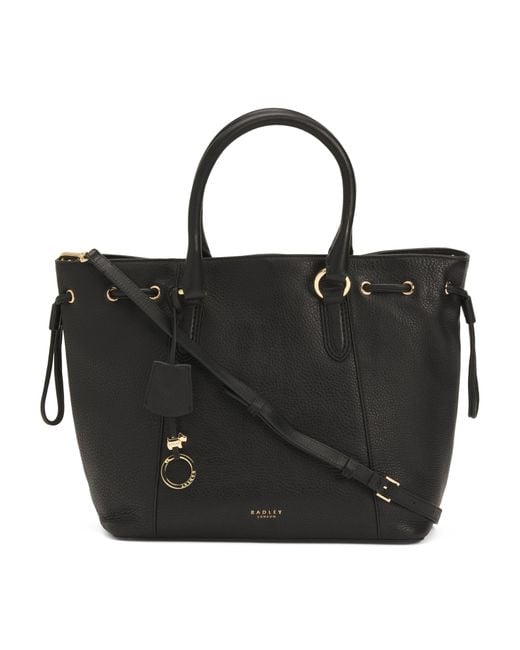 Tj Maxx Black Leather Phoenix Place Medium Drawstring Tote, Leather