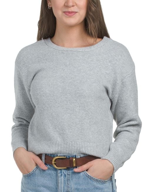 Tj Maxx Gray Wear Me Two Ways V-Neck Sweater With Bow Detailing, Spandex/Polyester