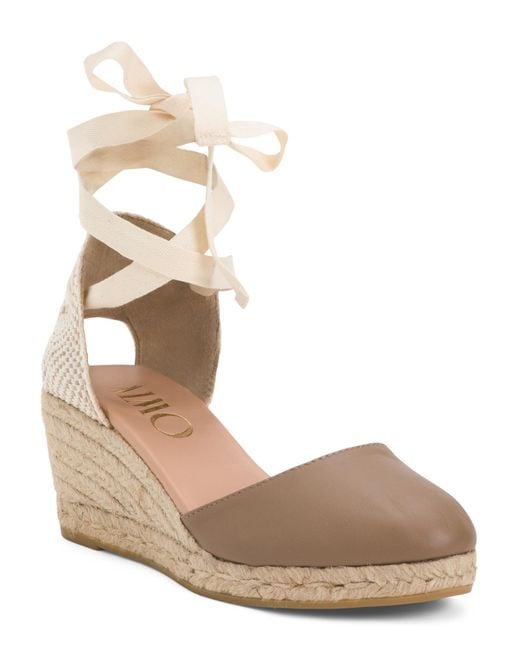 Tj Maxx Natural Lace Up Espadrille Wedge Sandals For Leather