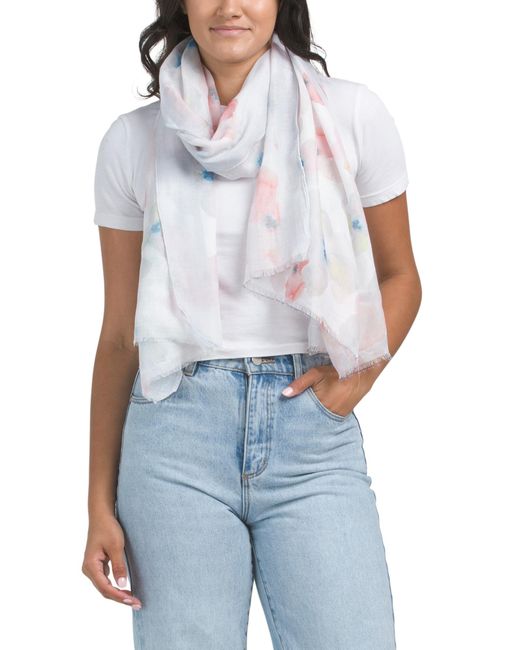 Tj Maxx Blue Lightweight Printed Scarf For Polyester