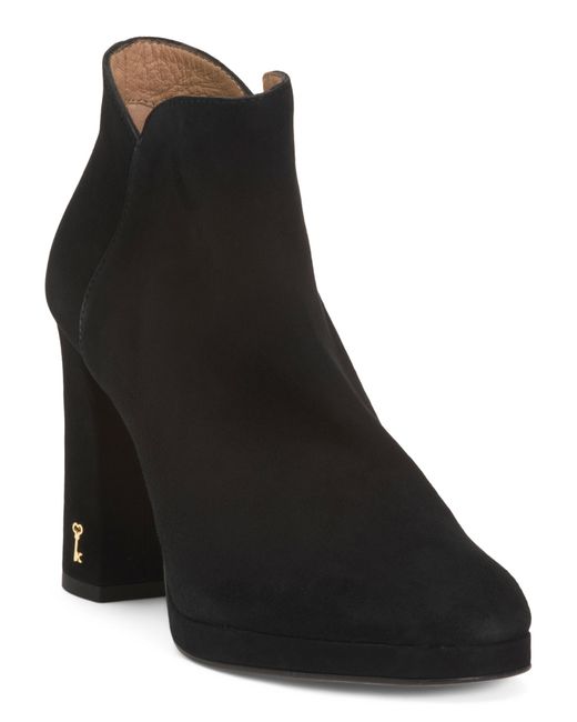 Tj Maxx Black Suede Sierra Pointed Heeled Booties For Leather/Suede