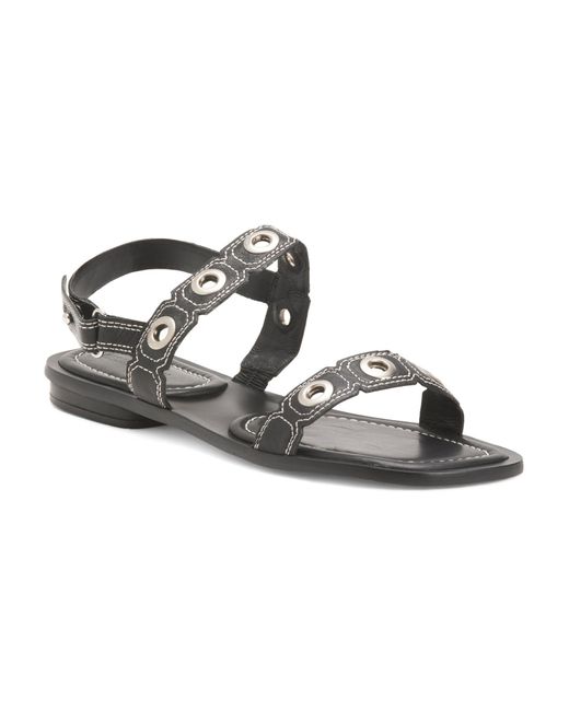 Tj Maxx Metallic Leather Acro Flat Sandals For