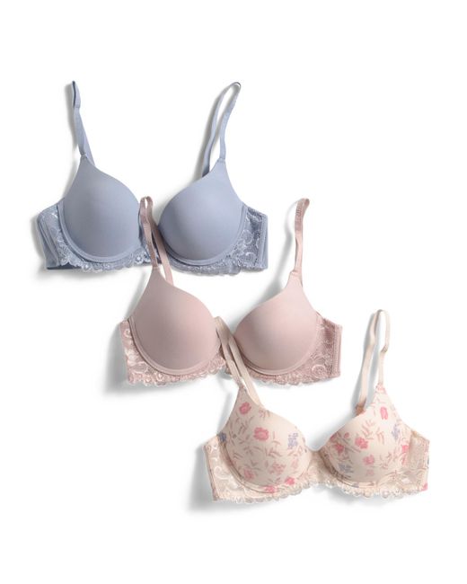 TJ Maxx 3Pk Micro Bras With Lace For Nylon/Spandex | Lyst
