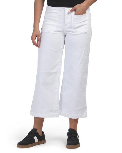 Tj Maxx White Abtech High Rise Wide Leg Ankle Jeans With Patch Pockets For Spandex/Cotton