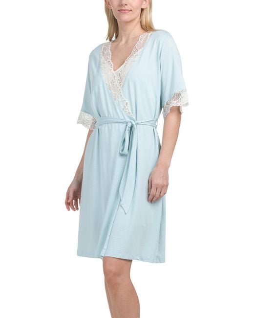 Tj Maxx Blue Penelope Short Sleeve Robe For Pima Cotton/Modal