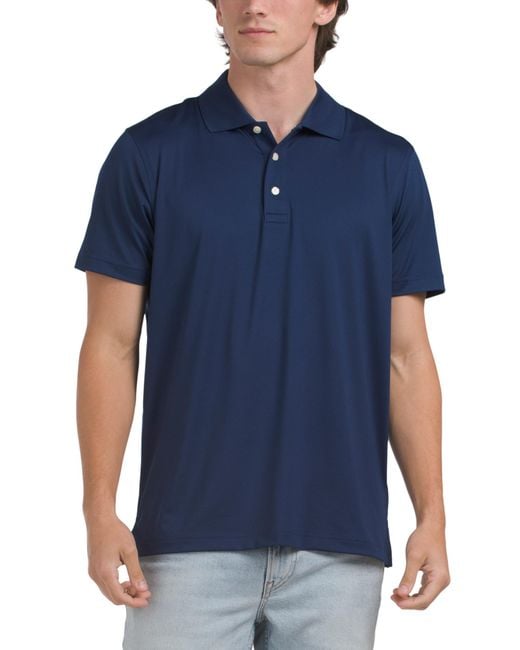 Tj Maxx Blue Solid Performance Polo For Spandex/Polyester for men