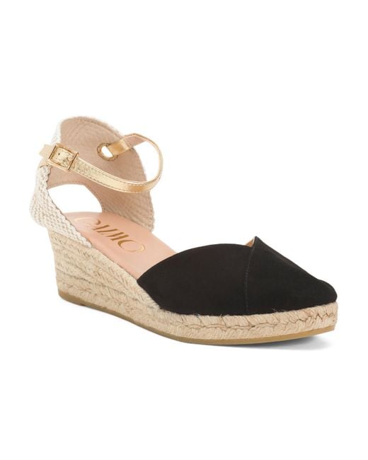 Tj Maxx Natural Suede Espadrille Wedge Sandals With Ankle Strap For Leather/Suede