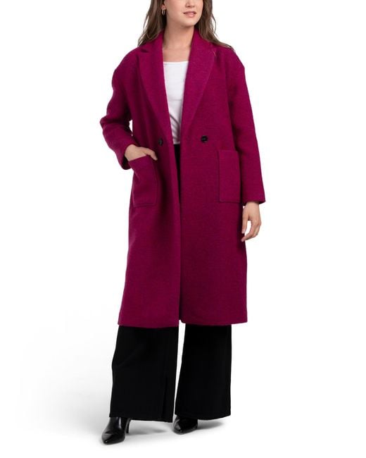 Tj Maxx Purple Virgin Wool Blend Oversized Coat, Polyester/Wool/Viscose