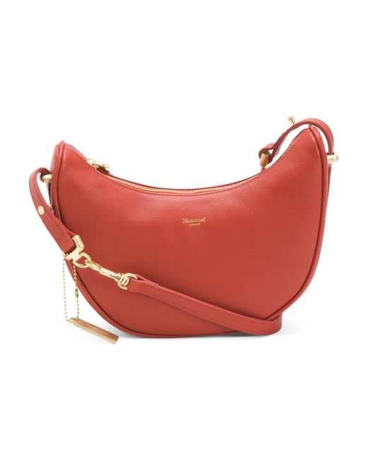 Tj Maxx Red Leather Half Moon Shoulder Bag For Leather