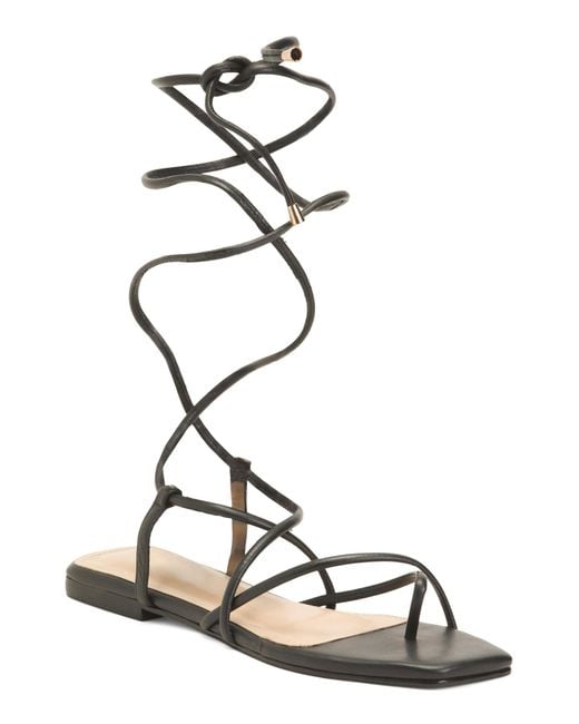 Tj Maxx White Leather Lenna Ankle Wrap Flat Sandals For