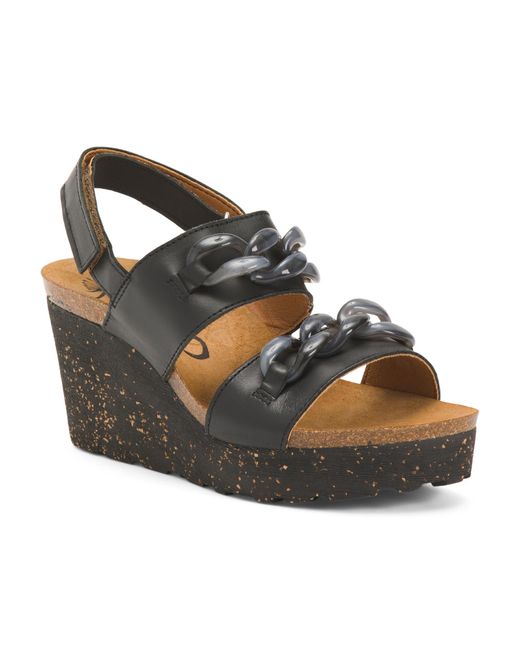 Tj Maxx Black Leather Fair Isle Wedge Sandals For