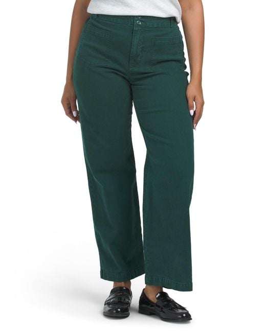 Tj Maxx Green Marlie Wide Leg Pants With Pockets For Spandex/Cotton
