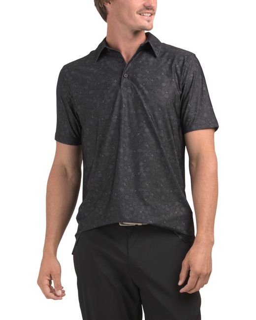 Tj Maxx Black British Mono Floral Polo For Spandex/Polyester for men