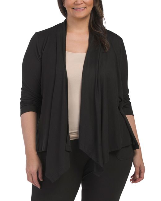 Tj Maxx Black Supersoft Waterfall Cardigan For Spandex/Polyester