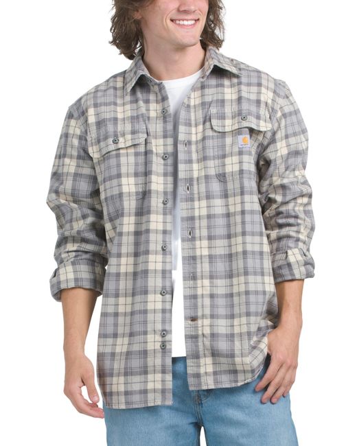 Tj Maxx Gray Loose Fit Flannel Shirt For Cotton for men