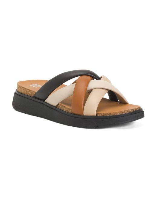Tj Maxx Brown Leather Gen-Ff Padded Strappy Slide On Sandals For