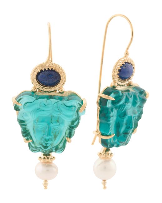 Tj Maxx Blue 18Kt Plated Venetian Glass Earrings For