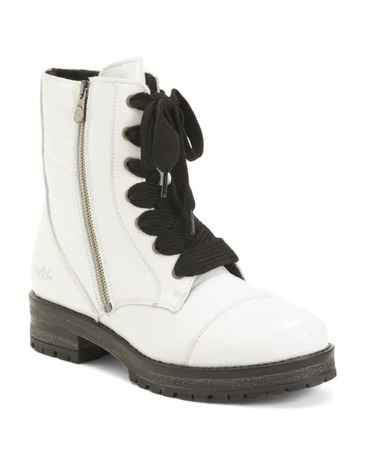Tj Maxx White Leather Waterproof Paulie Lace Up Boots For Leather/Merino Wool