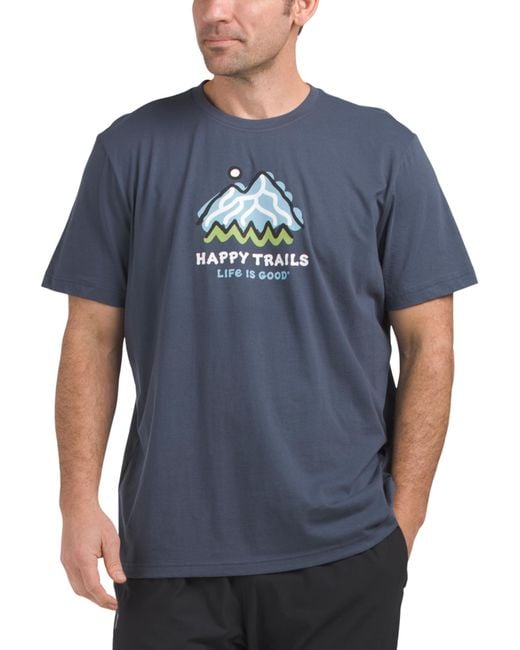 Tj Maxx Blue Happy Trails Mountain Graphic T-Shirt For Cotton for men