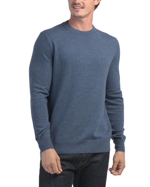 Tj Maxx Blue Extrafine Merino Wool Long Sleeve Crew Neck Sweater for men