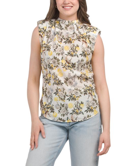 Tj Maxx White Klara Crew Neck Front Pleat Top For Cotton