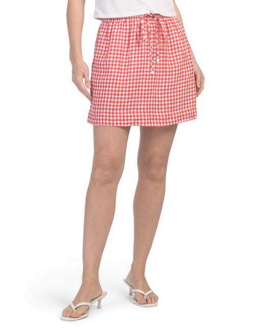 Tj Maxx Pink Drawstring Plaid Skort For Spandex/Rayon
