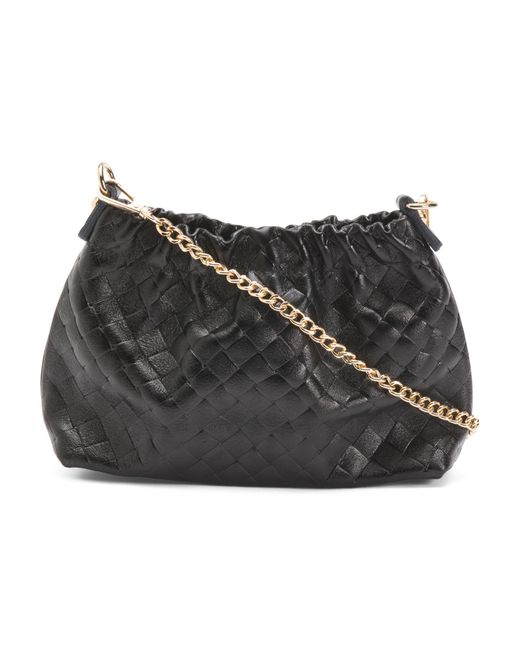 Tj Maxx Black Leather Quilted Shoulder Bag For Leather