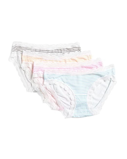 Tj Maxx White 4Pk Striped Super Soft Sustainable Panties Set For Modal