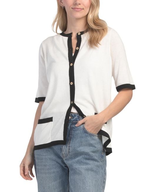 Tj Maxx White Cherry On Top Cardigan, Nylon/Polyester/Acrylic
