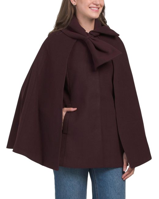 Tj Maxx Brown Bow Front Cape Coat, Polyester