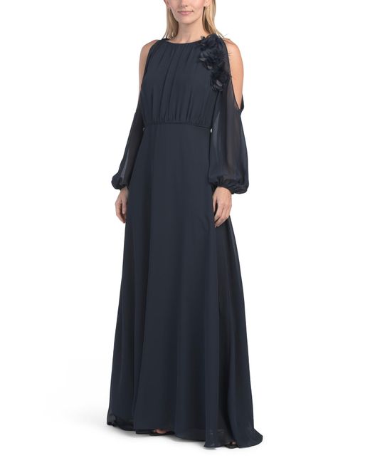 Tj Maxx Blue Cold Shoulder Sleeve Gown For Polyester