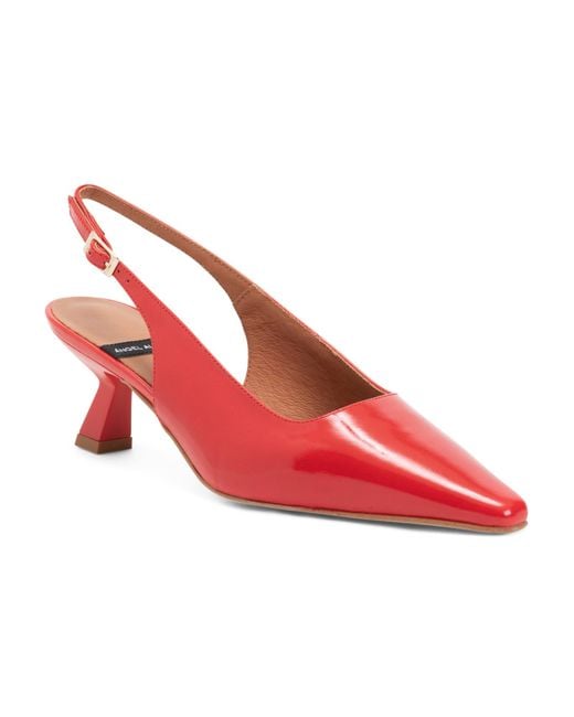 Tj Maxx Red Leather Kitten Heel Slingback Shoes For