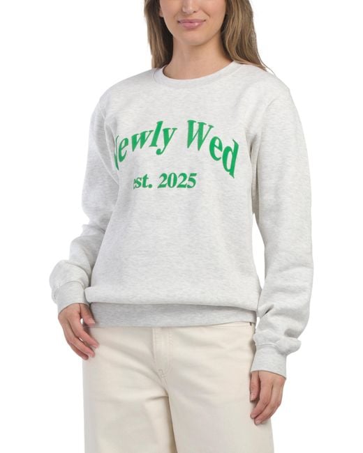 Tj Maxx Gray Newlywed Crew Neck Sweatshirt For Cotton/Polyester