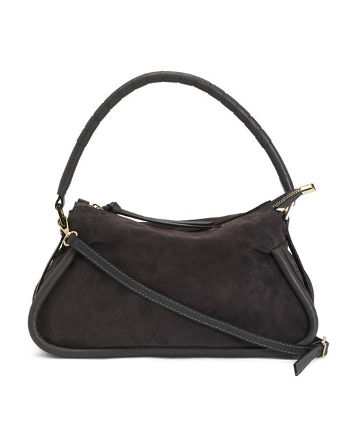 Tj Maxx Black Suede Shoulder Bag With Tub Handle For Leather//Suede