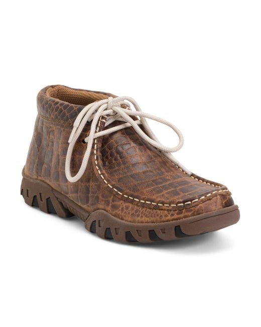 Tj Maxx Brown Leather Roque Lace Up Moccasins For