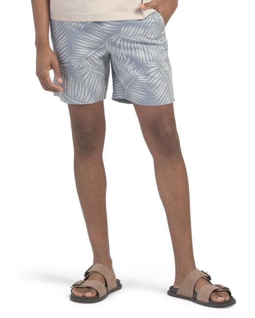 Tj Maxx Blue Linen Blend Pull On Printed Shorts For Linen/Rayon for men