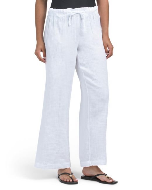 Tj Maxx White Full Length Cover-Up Pants For Cotton
