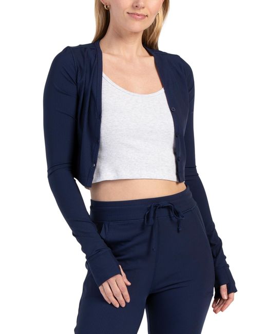 Tj Maxx Blue Jamie Crop Cardigan, Nylon/Spandex