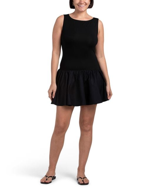 Tj Maxx Black Helene Mini Drop Waist Dress For Spandex/Cotton