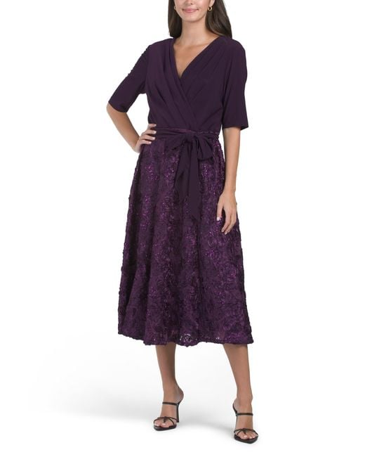 Tj Maxx Purple Tea-Length Party Dress For Nylon/Spandex/Polyester