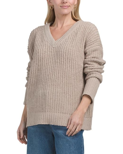 Tj Maxx Gray V-Neck Pull Over Sweater, Polyester