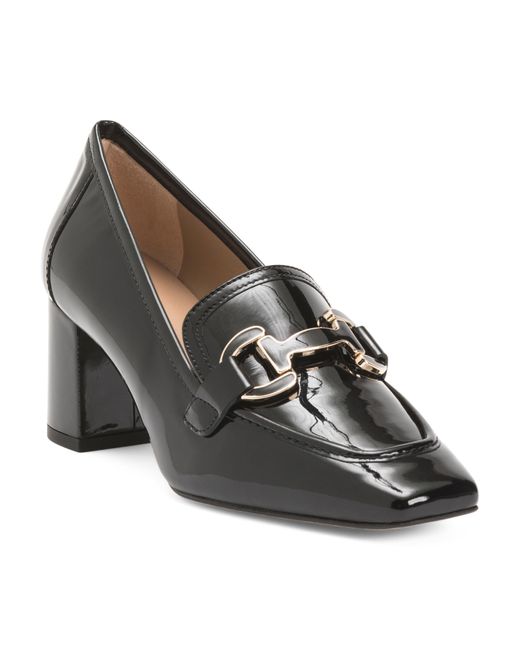Tj Maxx Brown Patent Leather Lucka Block Heel Welt Loafers For