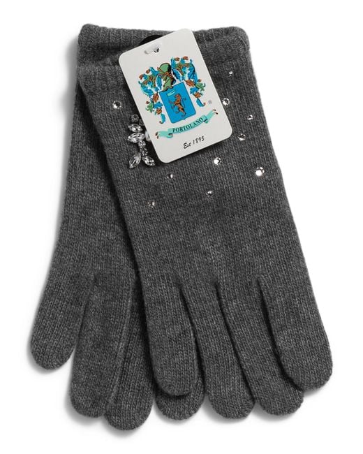 Tj Maxx Gray Cashmere Gloves With Scattered Hotfix Stones