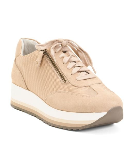 Tj Maxx Natural Gracie Side Zip Lace Up Sneakers For Leather/Suede