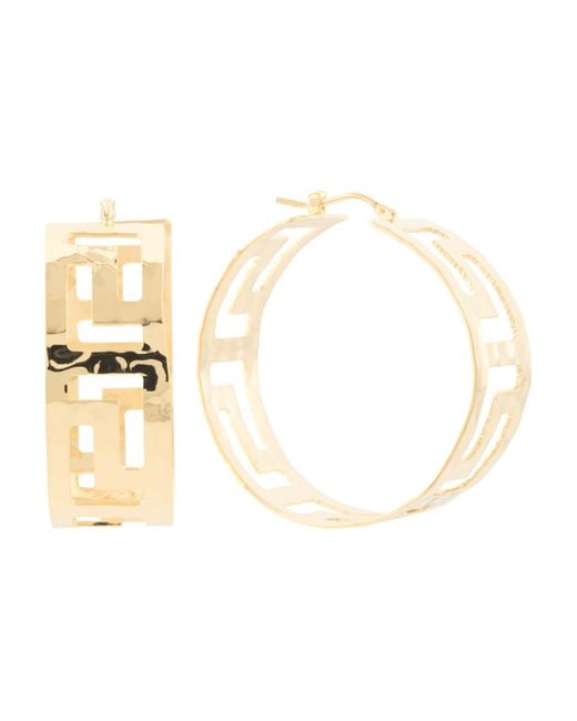 Tj Maxx Natural 18Kt Plated Greek Key Hoop Earrings
