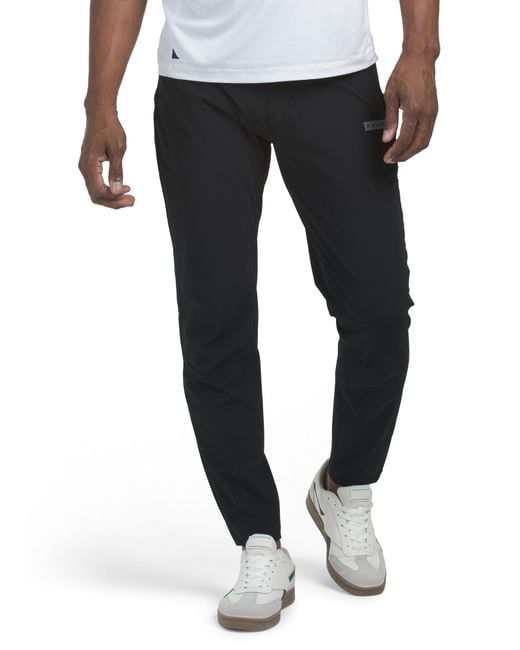 Tj Maxx Black Block Logo Slim Fit Warp Knit Pants For Nylon/Spandex for men