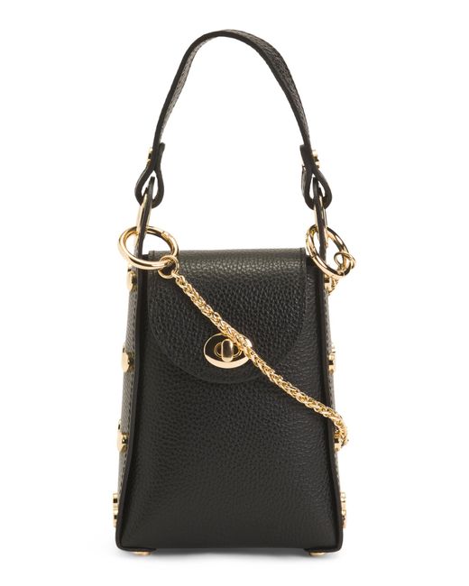 Tj Maxx Black Leather Studded Phone Holder Crossbody For Leather