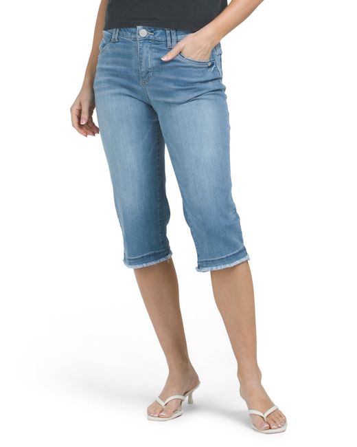Tj Maxx Blue Ab Tech Skimmer Jeans With Frayed Cuffs For Spandex/Cotton/Polyester
